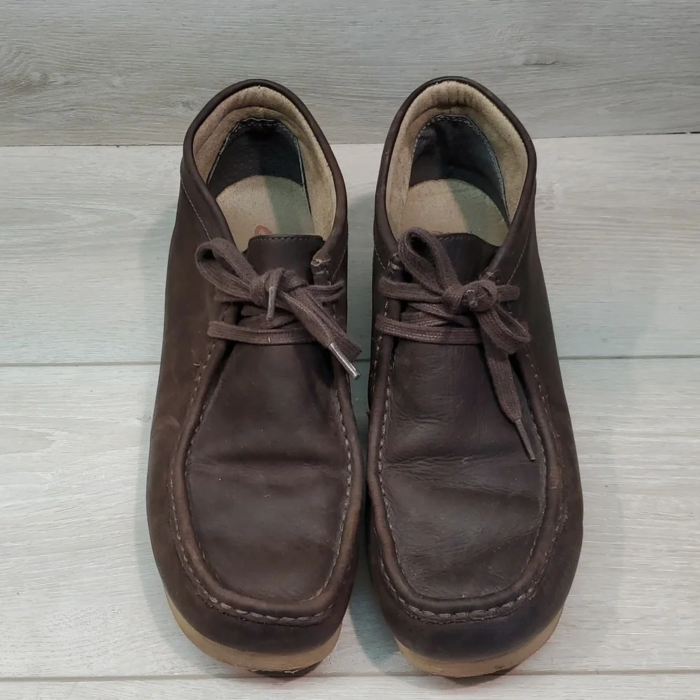 Clarks Mens Stinson  Leather High Top Chukka Boots beeswax  shoes sz 9.5M
